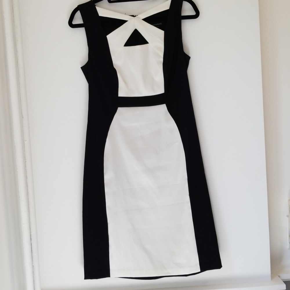 Colorblock black and white cocktail dress